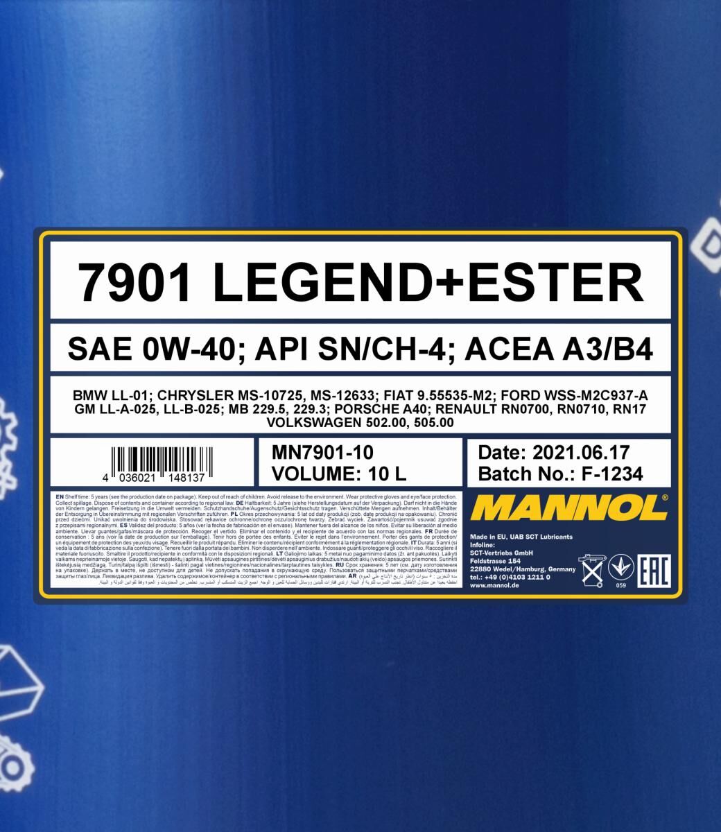 Sct - Mannol Motoröl Mannol Legend+ester 0w-40 [10l] Mn790110 10l