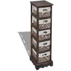 vidaXL Korbregal Holz mit 5 Körben Braun