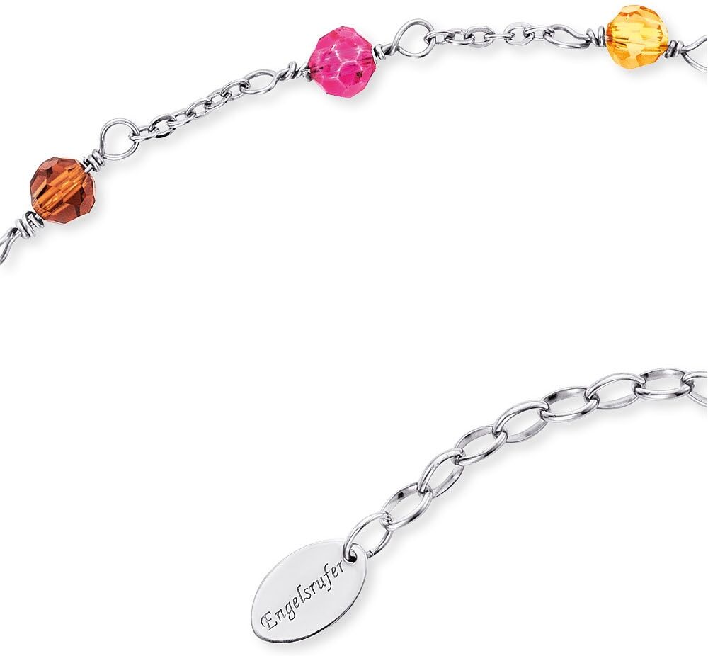 Fusskette ENGELSRUFER "Glasperlen", bunt (edelstahlfarben, gelb, pink, braun, natur, grün, blau, gelb, pink, braun, natur, grün, blau), Fussketten, Damen, Edelstahl, Fusskette, mit Glassteinen edelstahlfarben, gelb, pink, braun, natur, grün, blau, gelb, p