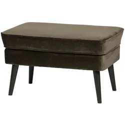 Hocker Rocco aus Samt, modern gepolstert, grün-graugrün, mit stabilem Buchenholz-Gestell