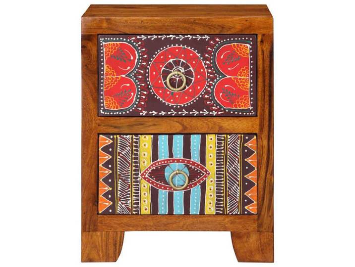 HSF®Table de chevet - 2 pcs - Pack de 2 Table Basse Table de Nuit 35x35x45 cm bois d'acacia massif Poids:24.35 rvb345246