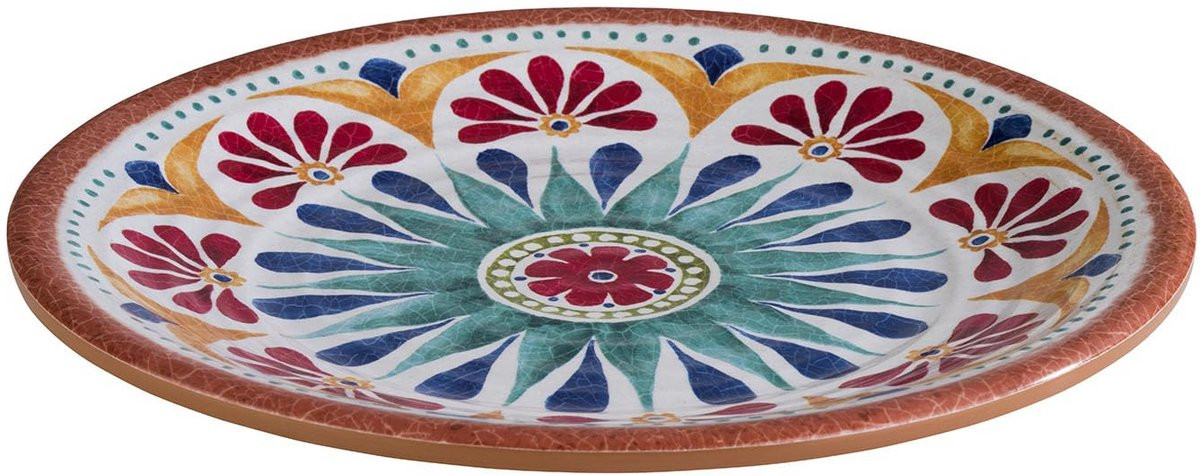Rond Melamine Dienblad Arabeske Terracotta Look - Diameter: 21,5 cm