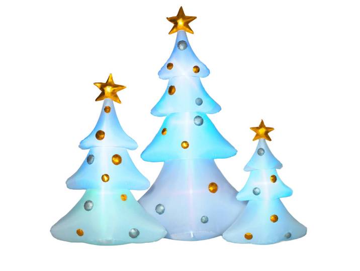 Homcom Aufblasbare Weihnachtsdekoration mit LED-Licht, 210 cm 3er-Set Weihnachtsbaum, Mehrfarbig, Kunststoff, 77x210x239 cm, Dekoration, Weihnachtsdekoration