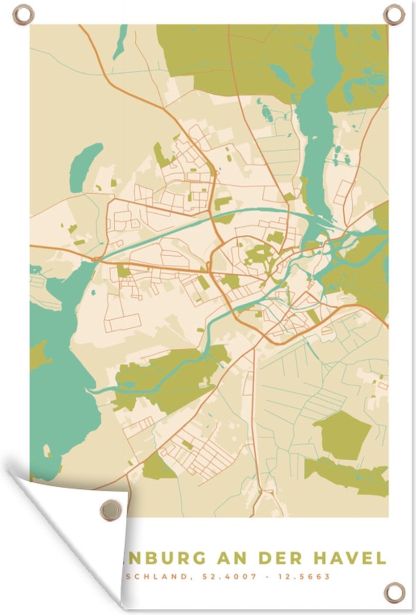 GreatGardenPosters Tuindecoratie Kaart Brandenburg an der Havel Vintage Tuindoek B: 60 cm, H: 40 cm