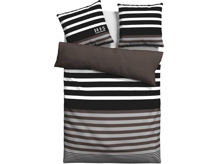Bettwäsche GOODPRODUCT Majoran , braun, B/L: 135cm x 200cm, 1 Stk., 1 Stk., Biber, B/L: 80cm x 80cm, 2, Biber, Obermaterial: 100% Baumwolle, Bettwäsche, Bettwäsche, gestreifte Bettwäsche in 4 Qualitäten, Marke H.I.S by GOODproduct