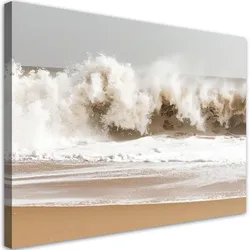 LEINWANDBILD Strand Meer raue Wellen Natur 60x40cm