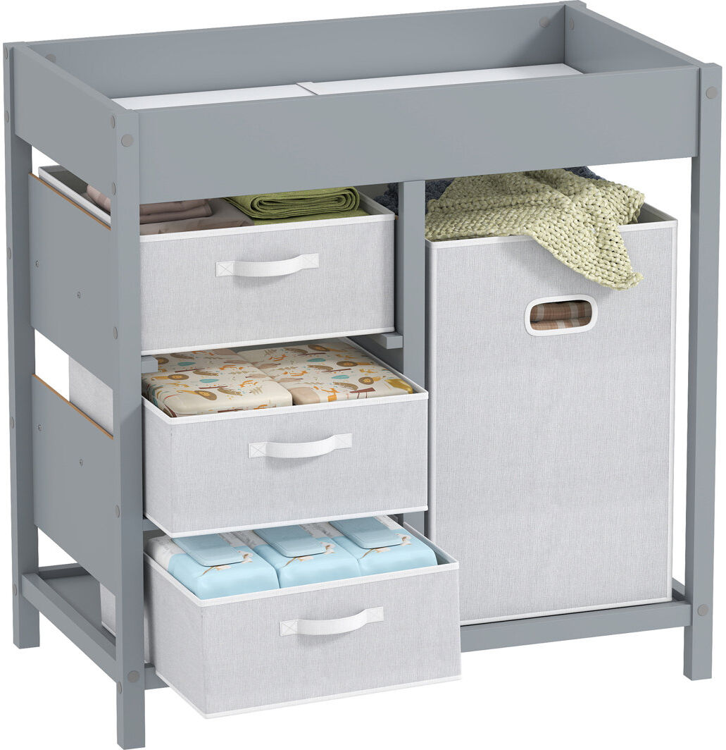 Isabelle & Max AIYAPLAY Baby Changing Unit with 4 Drawers, Diaper Changing Table Grey 545.16cm H X 312.9cm W X 541.93cm D
