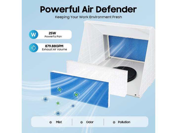 Cabine de peinture aérographe puissante avec pieds antidérapants, vis et ventilateur puissant 25W