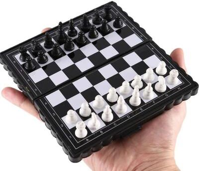 Uplift Essentials Mini Magnetic Chess Set Folding Portable Board Game Mini Magnetic Chess Set Folding Portable Board Game