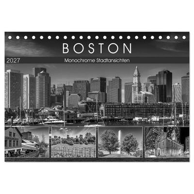 BOSTON Monochrome Stadtansichten (Tischkalender 2027 DIN A5 quer), CALVENDO Monatskalender