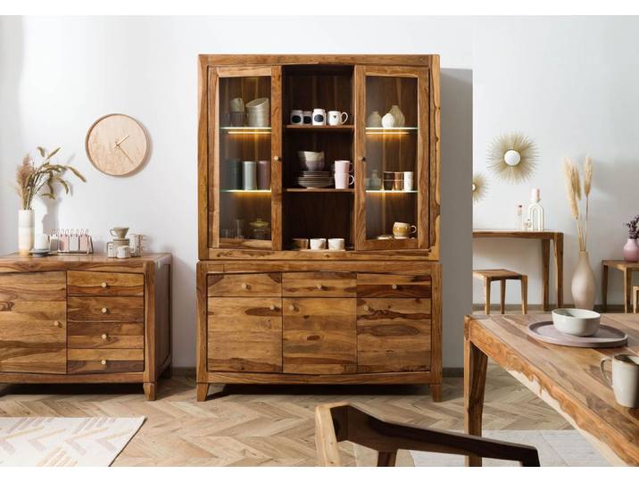 Buffet Sheesham 140x45x200 braun lackiert ANCONA #145