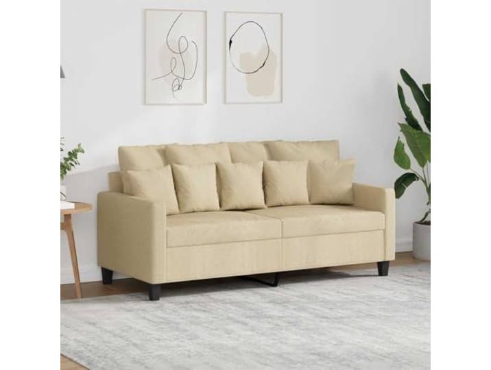 HEFZGDB 2-Sitzer Sofa Creme 140 cm Stoff Polster Sitzgruppe Wohnzimmer Bequem Langlebig Modern Metallgestell Strapazierfähig Atmungsaktiv Dick Gepolstert Sitzflächen Armlehnen