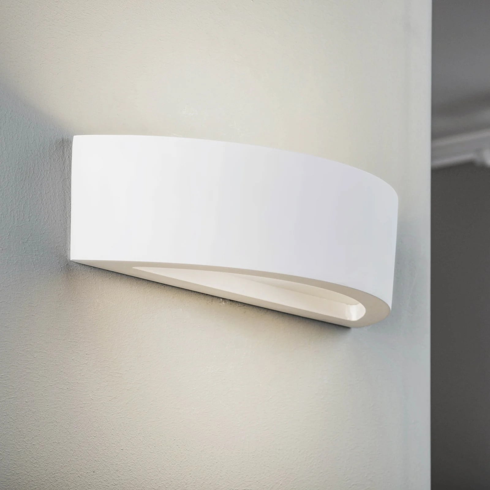 Lindby Konstantin Wandlamp Wit - Modern Hoekig Design - Gips en Klei