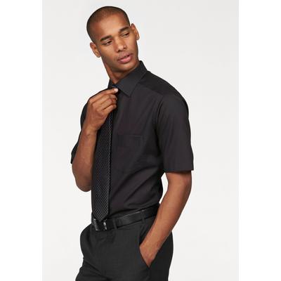 Businesshemd OLYMP "Luxor modern fit", Herren, Gr. 40, N-Gr, schwarz, Web, Obermaterial: 100% Baumwolle, unifarben, tailliert, Hemden, Kentkragen, bügelfrei