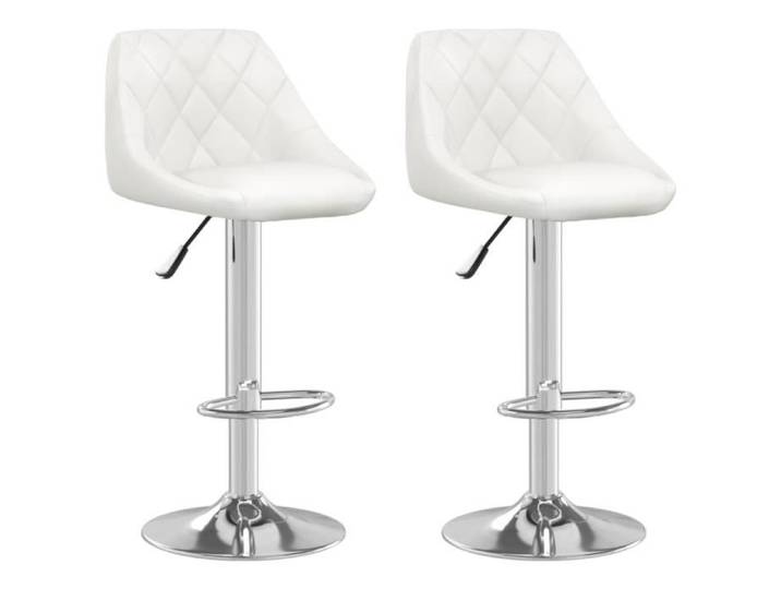 HOME-MARKET - Lot de 2 Chaises de Bar - Tabourets Hauts - Blanc Similicuir FR5165
