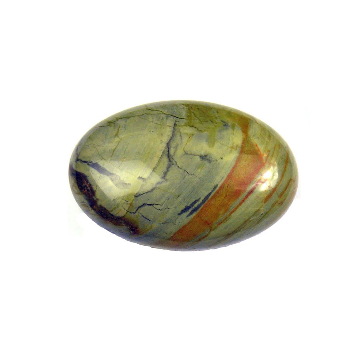 Ovale Jaspis Palmsteen met Zilverblad