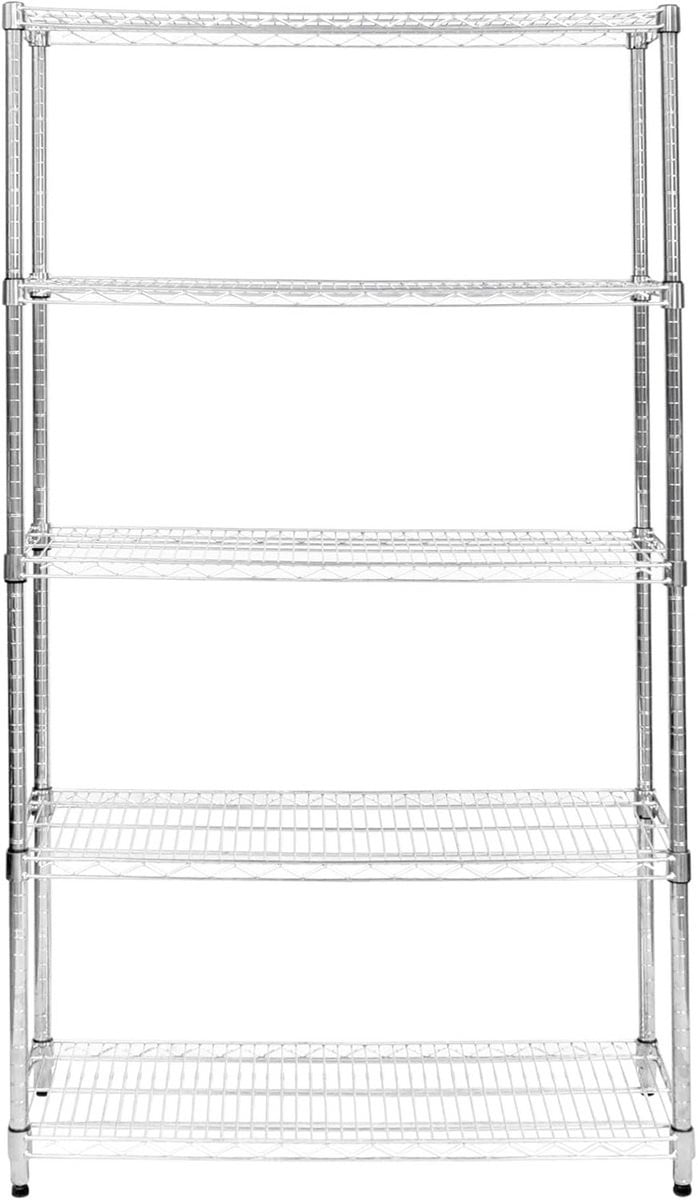 Stevig 5-laags Draadrek met Verstelbare Planken, Zilver, B/D/H: 120 x 45 x 180 cm