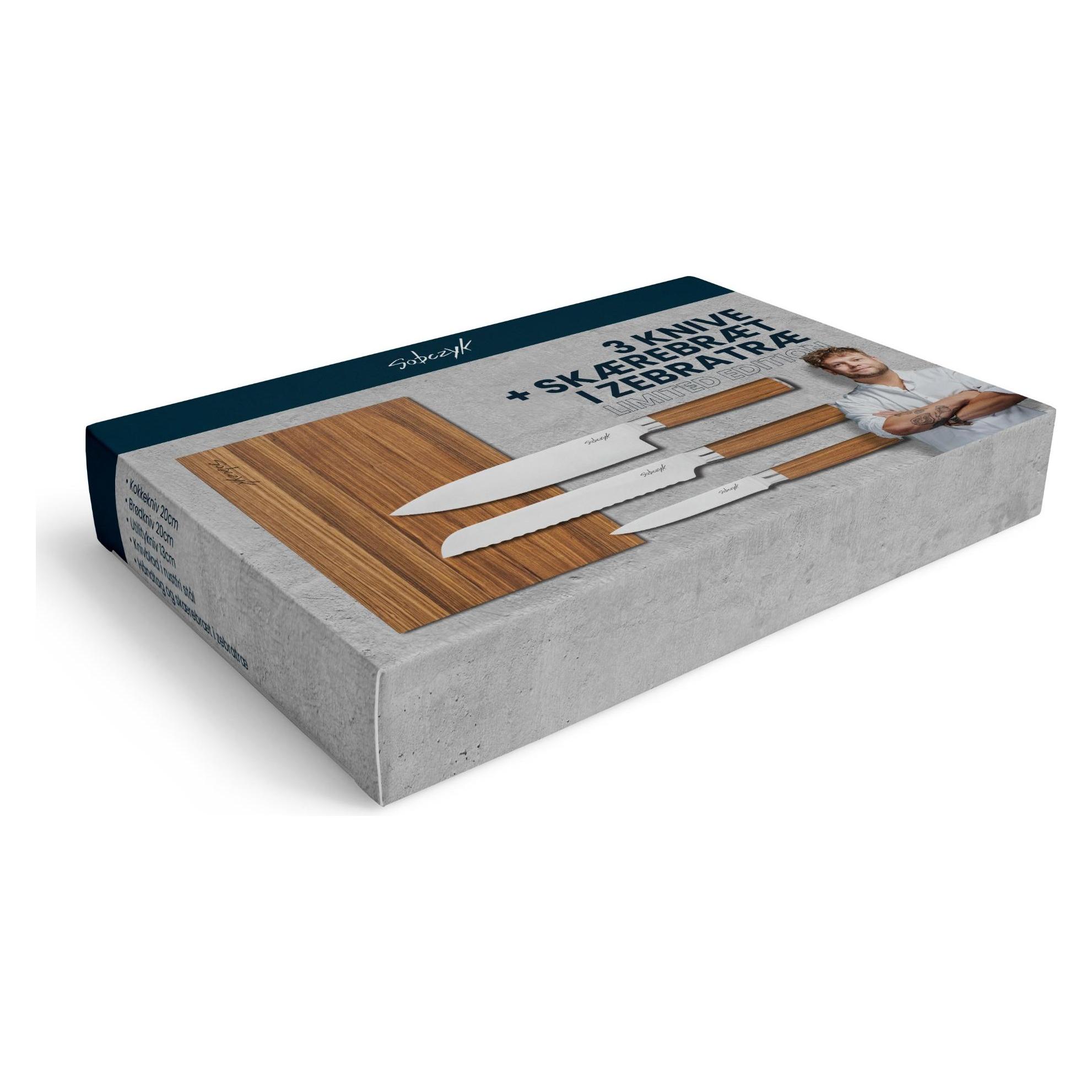 Sobczyk - 3 knives + cutting board - Zebra wood - Limited edition (64641119)