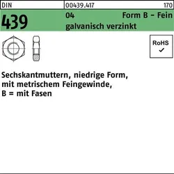 Sechskantmutter DIN 439 FormB BM 42x1,5 Automatenstahl galv.verz. 10St.