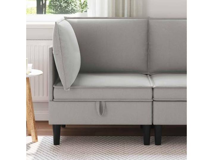 pokgdf Ecksofa Mit Stauraum Hellgrau Samt Hochdichter Schaum, Versteckte Fächer, Moderne Schlanke Beine, Pflegeleicht