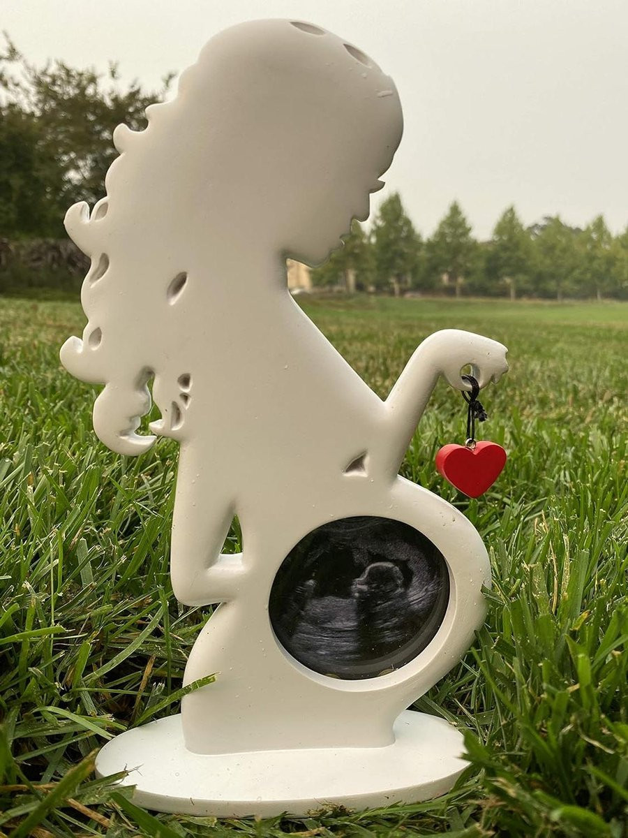 Echografie Fotolijst Wit Rood - Uniek Mama Bump Ontwerp - 25,4 x 14 cm