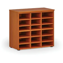 Sortierregal PRIMO WOOD, 800 x 420 x 740 mm, 18 Fächer, Kirschbaum