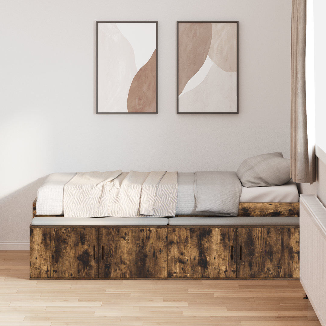 Vidaxl Storage Bed Frame Smoked Oak Small Single (2'6)