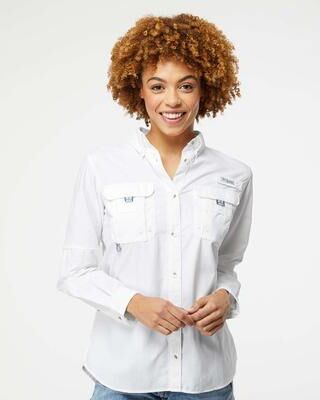 Columbia 212474 Women's PFG Bahama Shirt in White size Medium   Nylon
