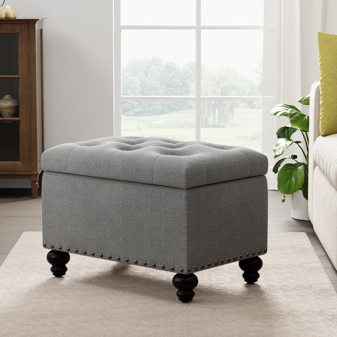 EUHUIMO Dhiren 23.6" W Rectangle Upholstered Storage Ottoman Jensen Grey Performance 43.2cm H X 59.9cm W X 47.2cm D