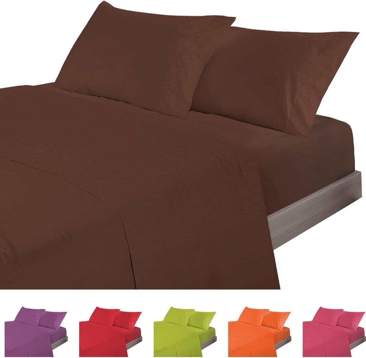 Cama 4-delig beddengoedset met hoeslaken - Bruin