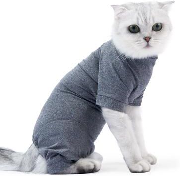Inspire Select Cat Surgery Recovery Suit Soft Cotton Anti Licking Postoperative Recovery Clothes For Cats gray xs