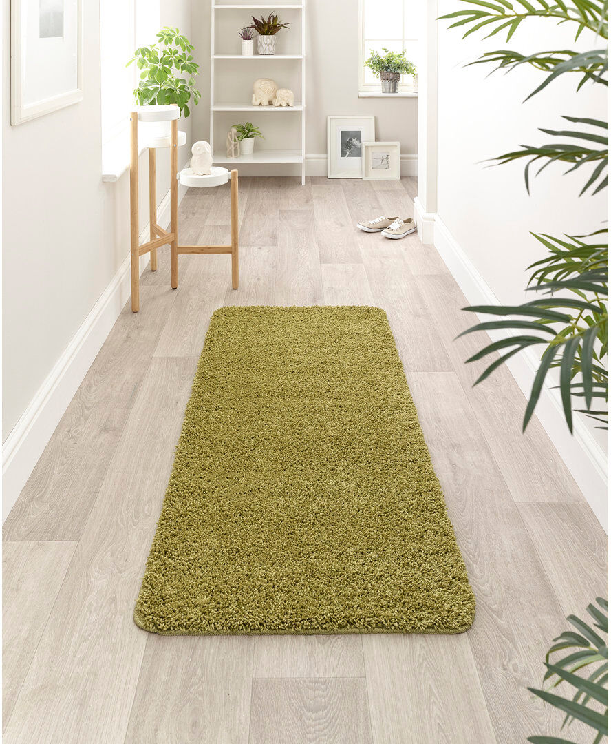 Buddy Solid Colour Shag Area Rug Green Runner 67 x 150cm