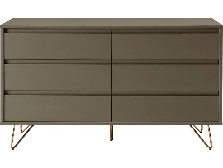 Kommode SALESFEVER Bolton Design Sideboard mit Stauraum , grau (grau, gold), B:120cm H:70cm T:40cm, MDF, Metall, Sideboards, Kommode, Haarnadelbeine aus Metall mit Messinglegierung