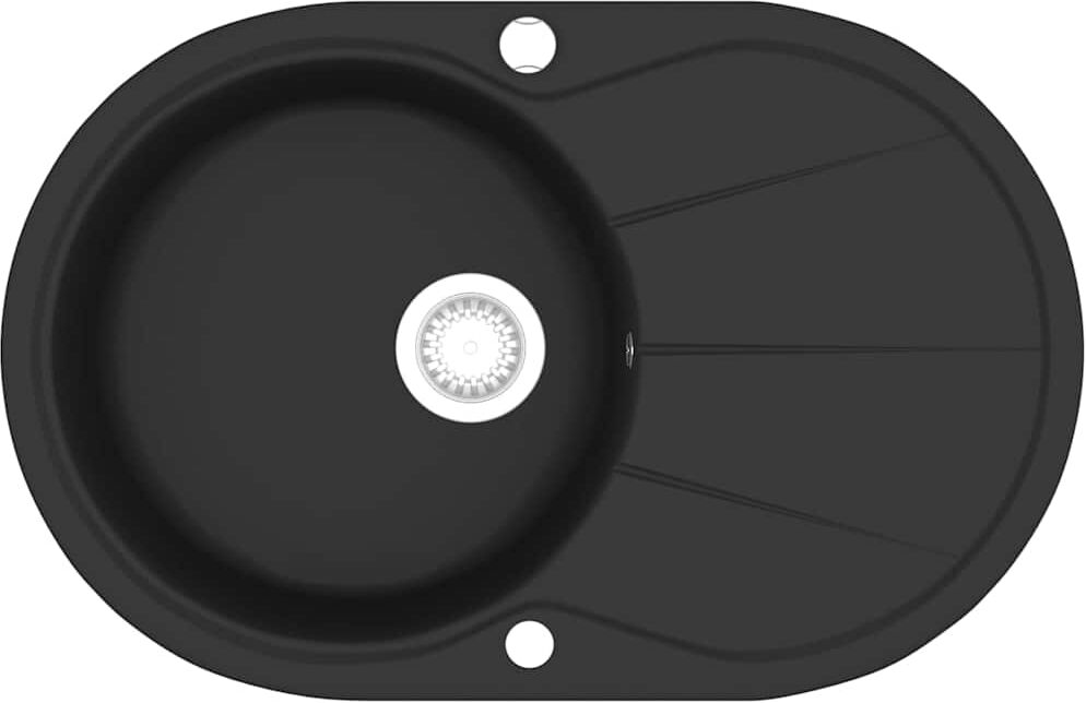 vidaXL Évier de cuisine en granit Bac unique Ovale Noir