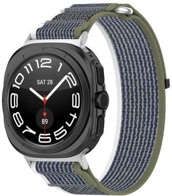 Everyday Crate Samsung Galaxy Watch Ultra 47mm Nylon Watch Band Adjustable Hook And Loop Strap Breathable Sport Loop green+grey