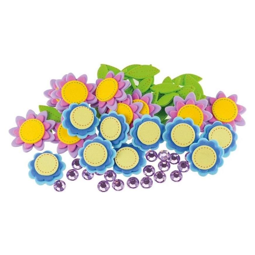 Brewis Schaumstoffaufkleber mit Blumen + Strasssteinen (48 Sticker) (47603854)