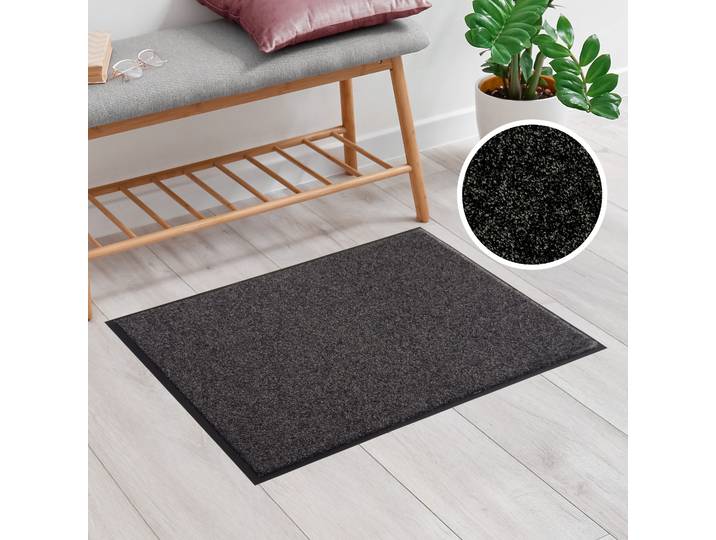 Fussmatte GOODPRODUCT Vianne, Schmutzfangmatte Indoor, für Hausflur und Eingangsbereiche , grau (anthrazit), B:60cm H:10mm L:80cm, Kunstfaser, Teppiche, Fussmatte, Eingangsmatte, rutschfeste Unterseite, meliert, waschbar