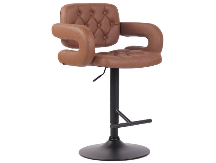TPFLiving Barhocker Dubai Gestell schwarz Kunstleder - Cognac