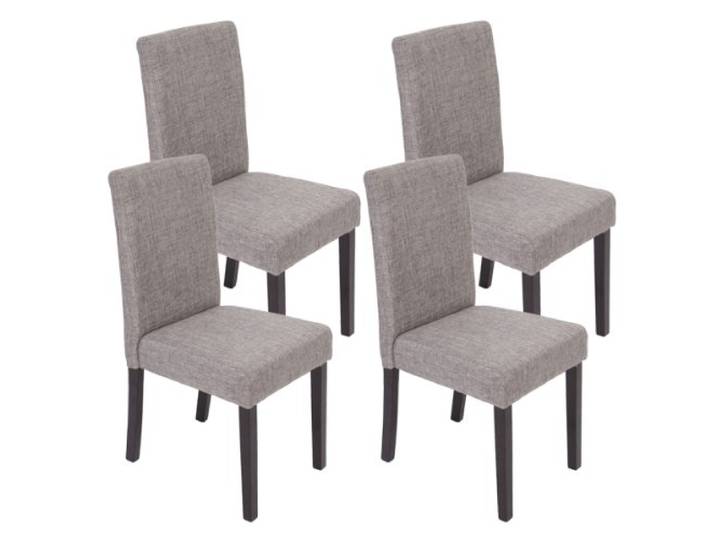 CHEFGASTRO 4er-Set Esszimmerstuhl Stuhl Küchenstuhl klassisch und zeitlos HxBxT 90x43x56cm Sitzhöhe 45cm Textil dunkle Beine Grau