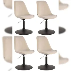 CLP 4er Set Esszimmerstühle Maverick Samt creme/schwarz
