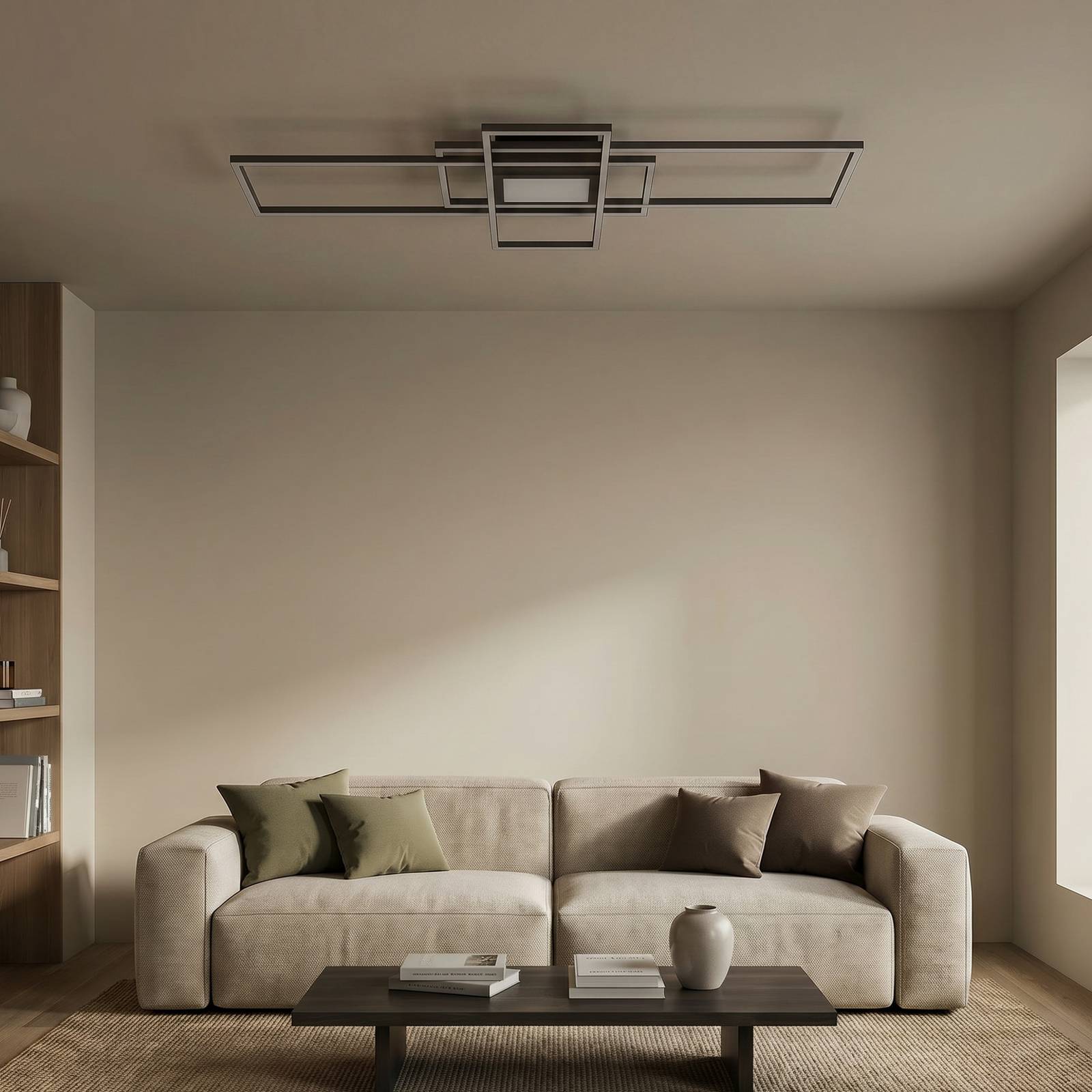 Trio Lighting LED Ceiling Light Irvine, dimmable, Black, Living / Dining Room, metal, Modern, Ceiling Light