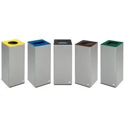 Mülltrennsystem VAR WSG Quadro 79 5er Set 70 L verzinktes Stahlblech, mit Klemmring für Müllsäcke