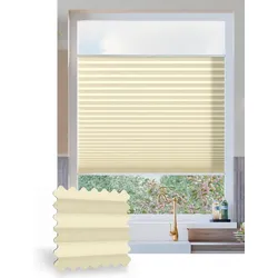 Plissee ohne Bohren nach Maß, Creme 118020, 30 x 80 cm, Plissee individuell maßangefertigt