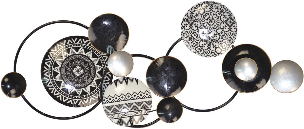 World Menagerie Boho Abstract Wall Decor Black;Silver 37cm H X 91cm W