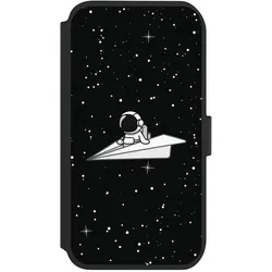 Nivocase Klapphülle für Apple iPhone 11 Handyhülle aus Kunst Leder NIVOflip schwarz Astronaut Comic Papier (Apple iPhone 11), Smartphone Hülle, Schwarz