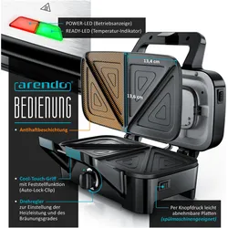 Arendo Sandwichmaker, Kontaktgrill, Silber