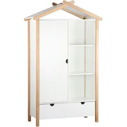 Drehtürenschrank Weiß/Naturfarben