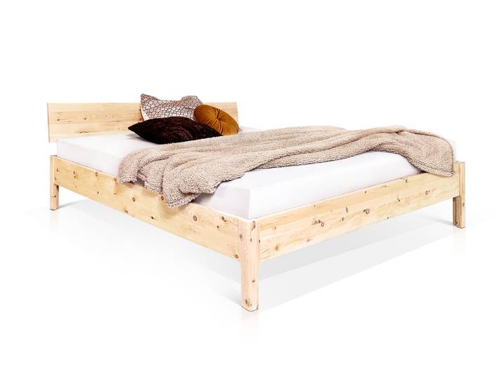 ZANDOR 4-Fuß-Zirbenbett mit Kopfteil, Material Massivholz, 180