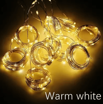 Inspire Curations 3M USB LED Curtain Fairy Light With 8 Lighting Modes warm White 300led(3m X 3m)