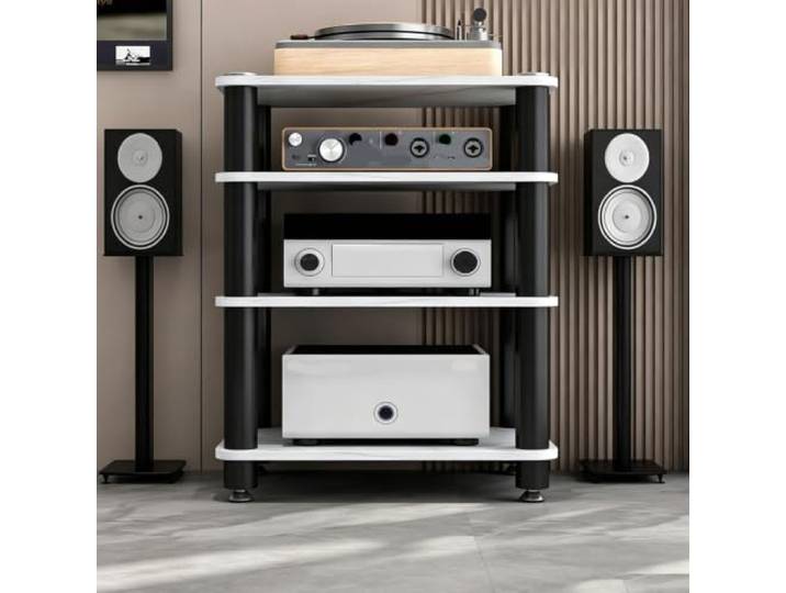 ZSCNYHMT HiFi-Rack, Audio-Ständer Mit Mehrstöckigem Aufbewahrungsdesign Mehrstöckiger Stauraum, abgerundete Kanten, rutschfeste Füße, für Wohnzimmer und Audio-Setups(A,73cm/28.7in)